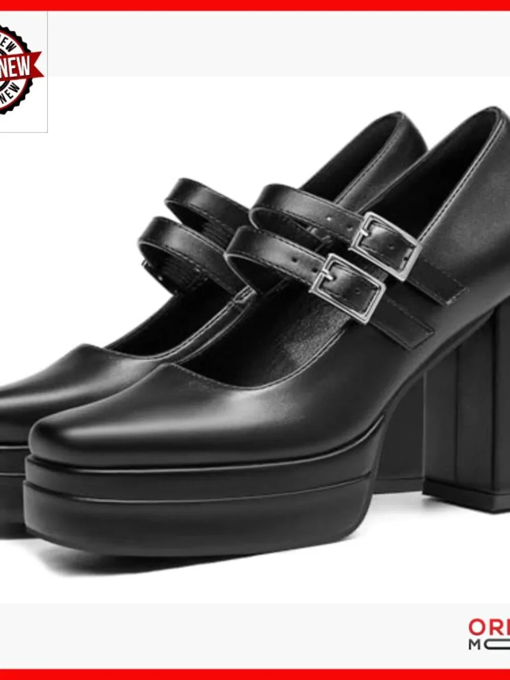 Platform Mary Jane Pumps Chunky Block Heel Square Toe Two Strap Sandals